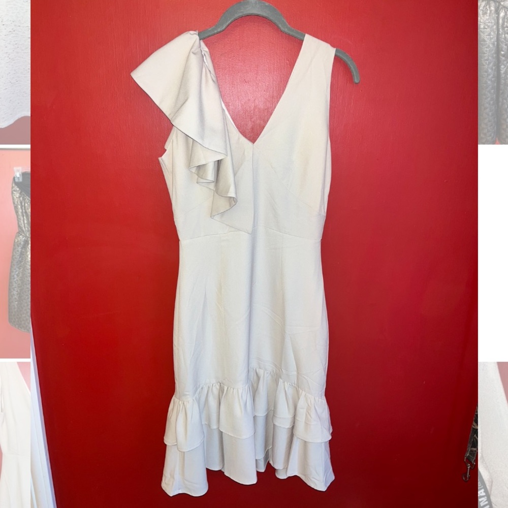 Off white formal ruffle dress